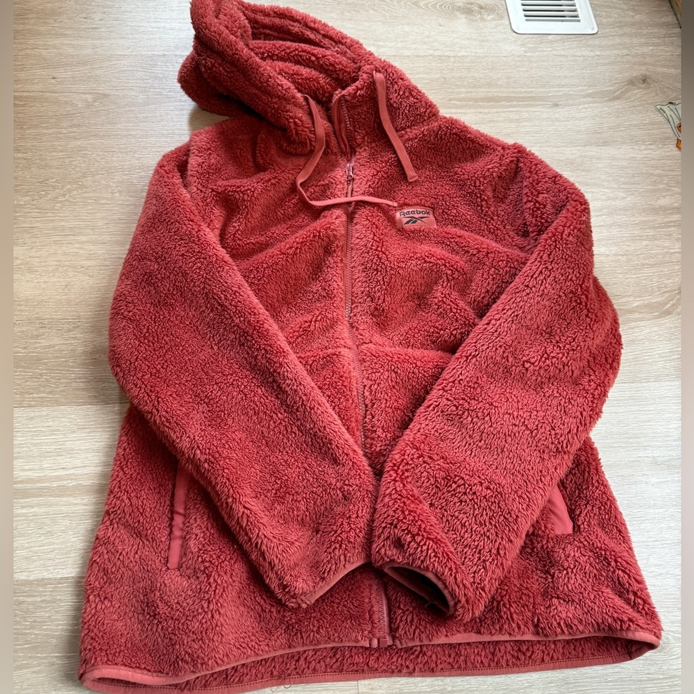 Reebok Coral Red Fleece Sherpa Jacket large